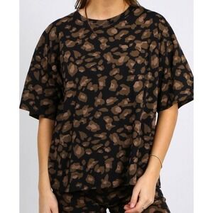 Brunette The Label "LEOPARD" BOXY CREW NECK TEE Animal Print Size XL XXL